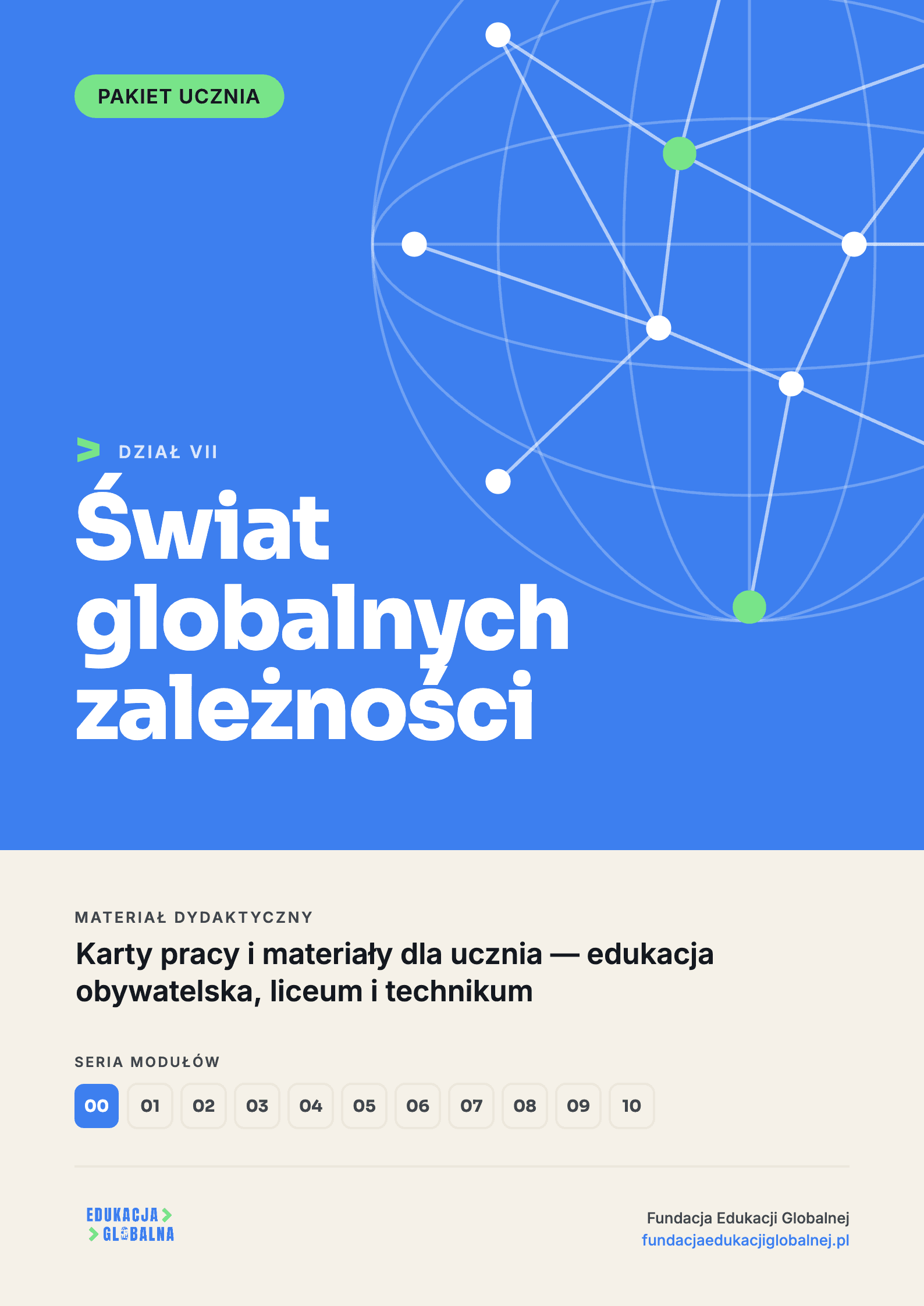 Okładka Pakietu Ucznia — Dział VII »Świat globalnych zależności«.